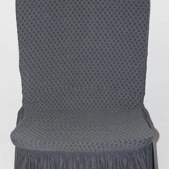 2 “CARTER” STRETCH SLIPCOVERS DINING KITCHEN CHAIR COVERS 11” RUFFLE CHARCOAL - Picture 5 of 10
